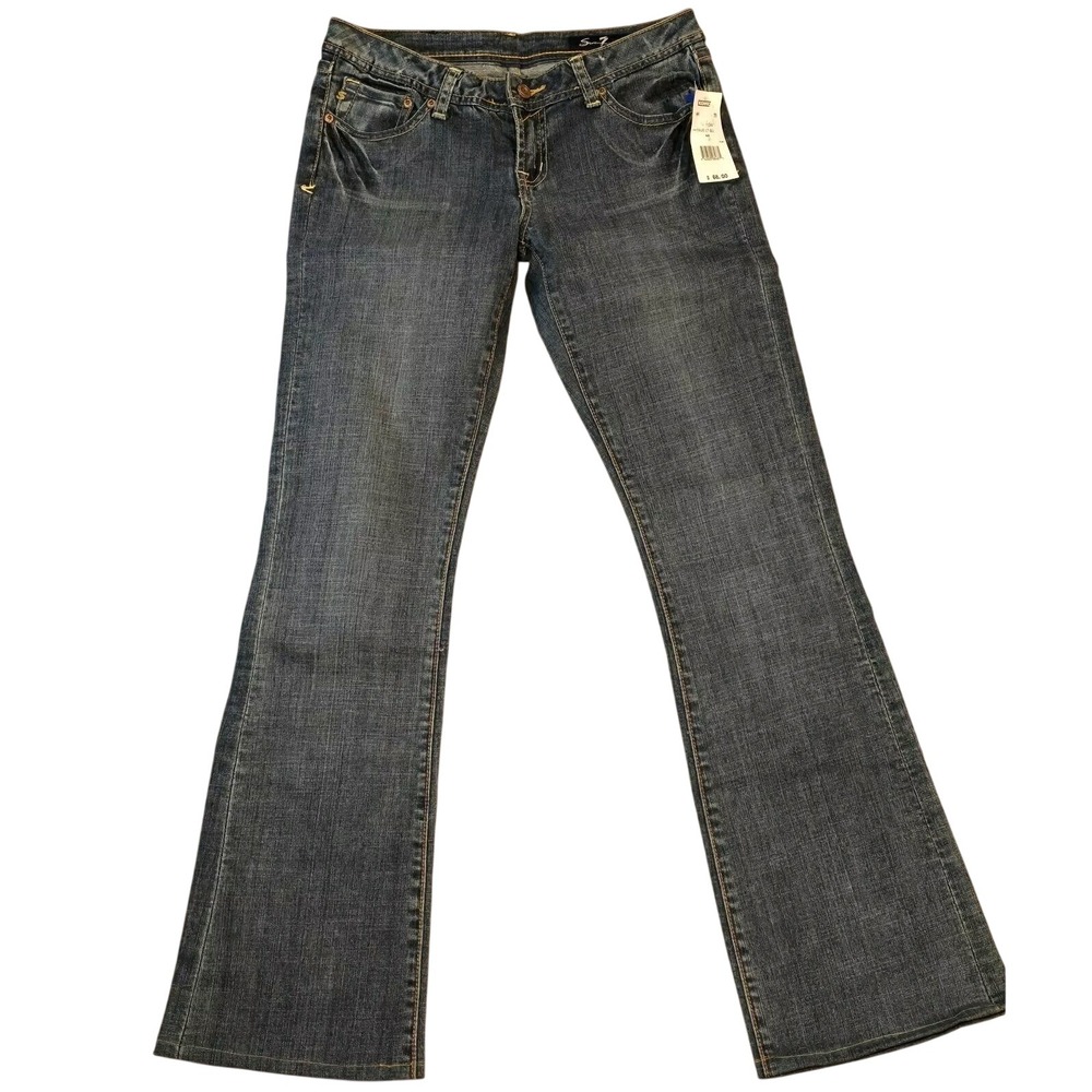 Seven7‎ Womens Size 27 Low Rise Jeans Light Blue Rave Sequins Whiskers Denim NEW